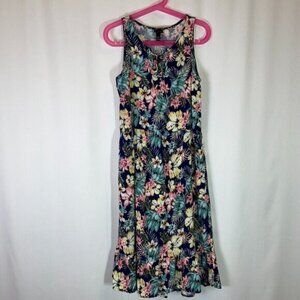 Art Class Girl's Size M Maxi Dress Tropical Floral Sleeveless Ruffle